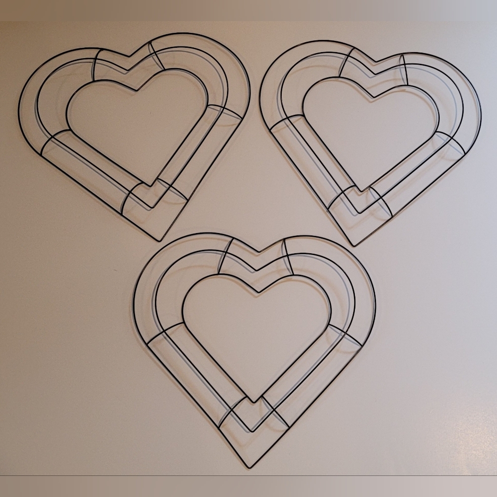 3 Heart Wreath Frames Metal For Wreath Making Crafts